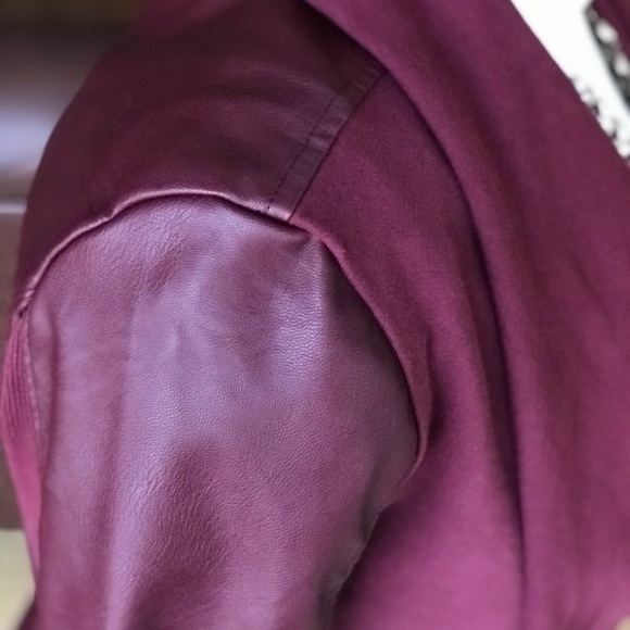 Blank NYC Burgundy Drape Vegan Leather Jacket - Picture 5 of 5
